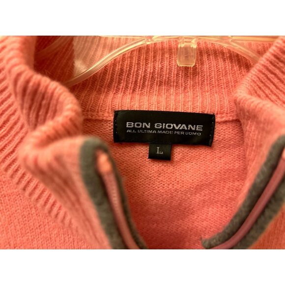 Men's Vintage Large Bon Giovane 1/4 Zip Pullover Knitted Pink Sweater - Picture 3 of 8
